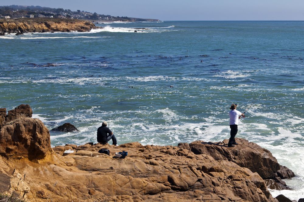 Fishing at Moonstone Beach