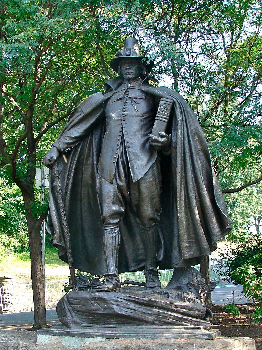 Daytime view of the Puritan Statue