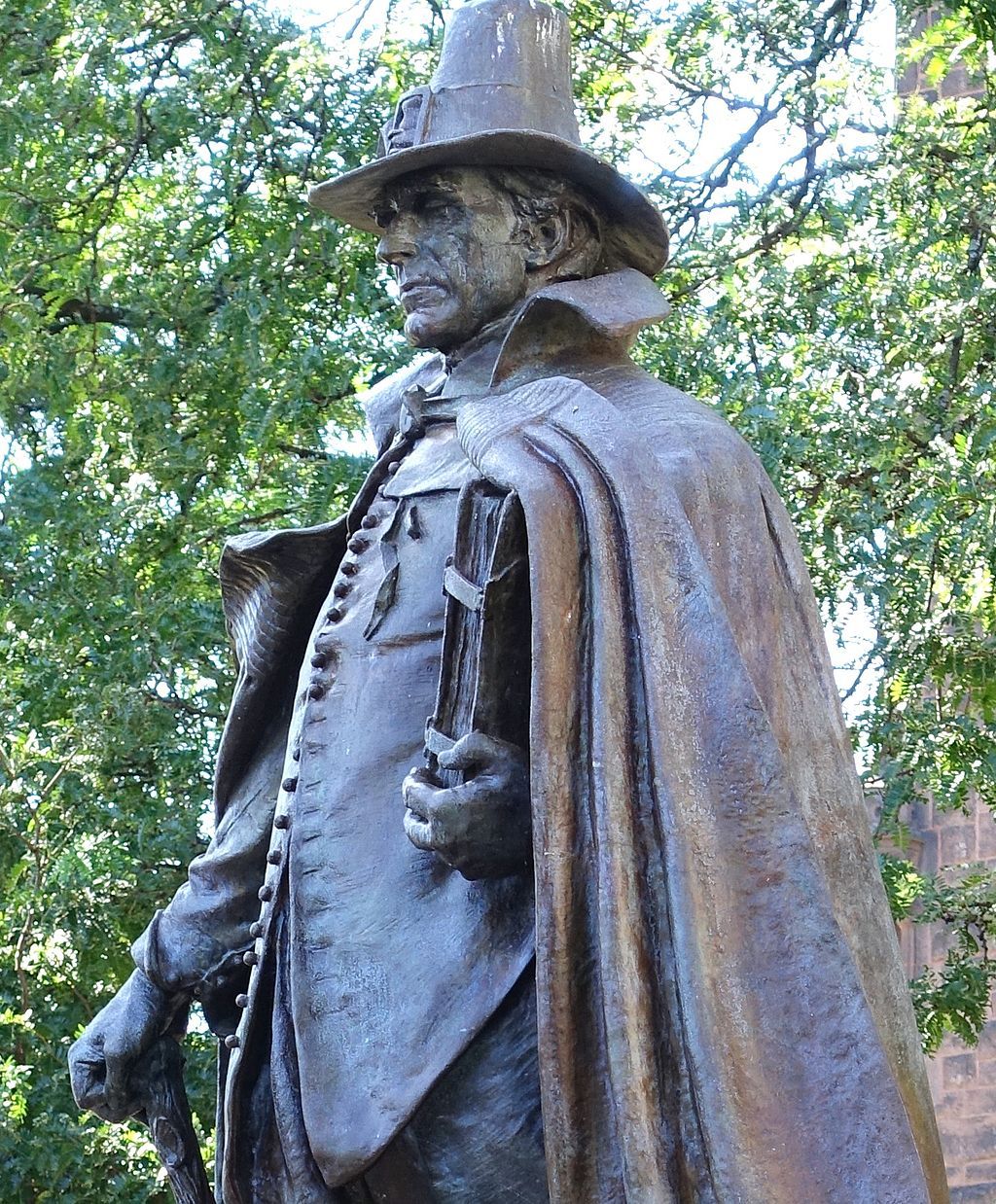 Close view of the Puritan Statue