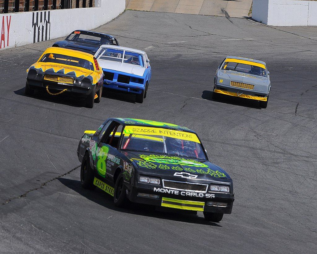 Race cars along Seekonk Speedway