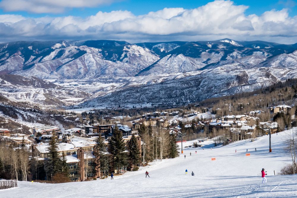 Aerial view of the aspen snowmass ski park.