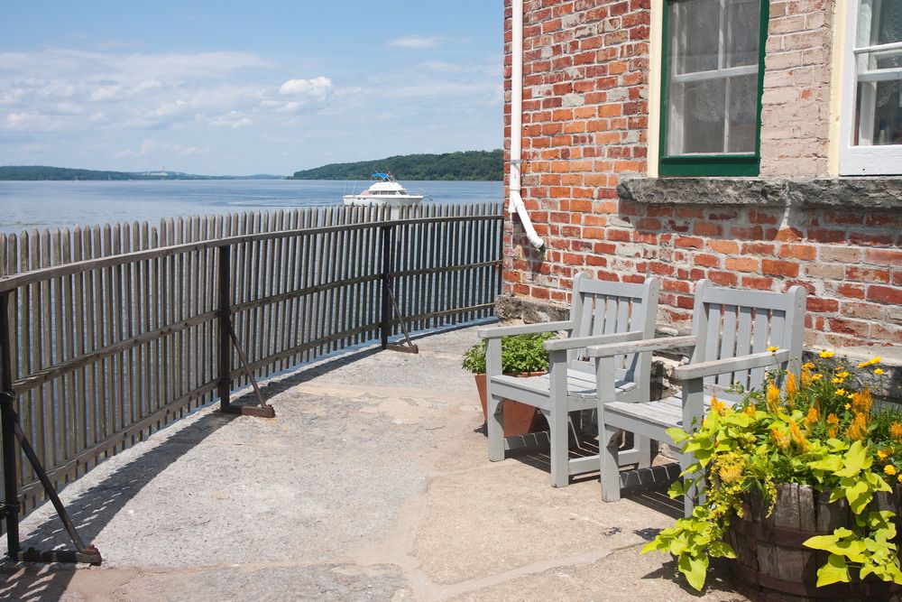 Chairs overlooking the water at Saugerties Lighthouse porch