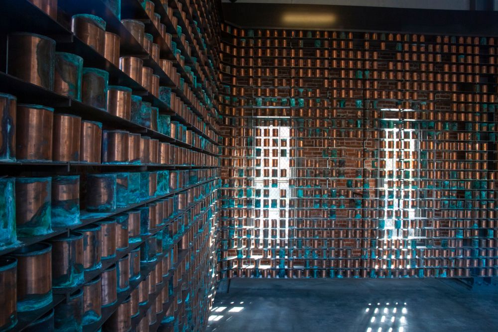 Memorial canisters in Oregon State Hospital Museum of Mental Health