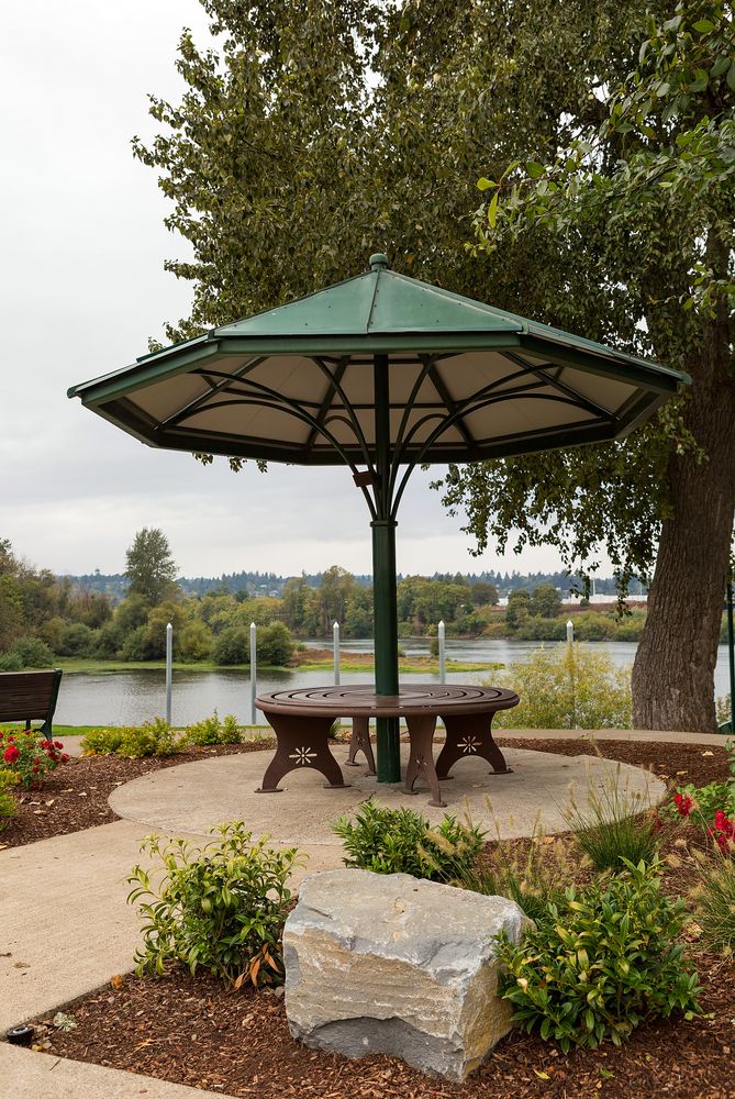 Resting area facing the waters of Riverfront Park