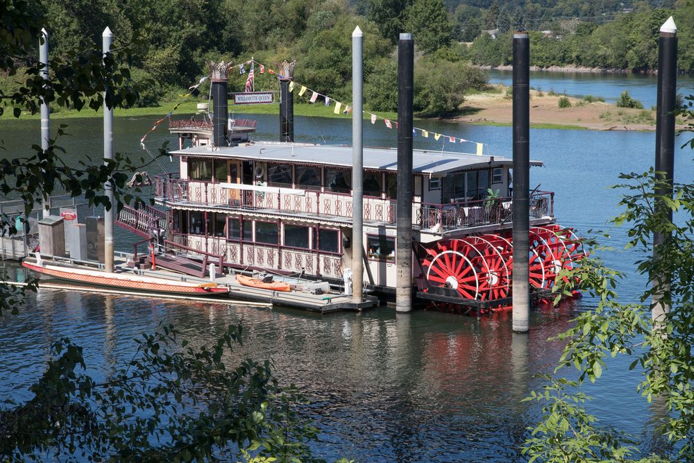 View of the docked Willamette Queen