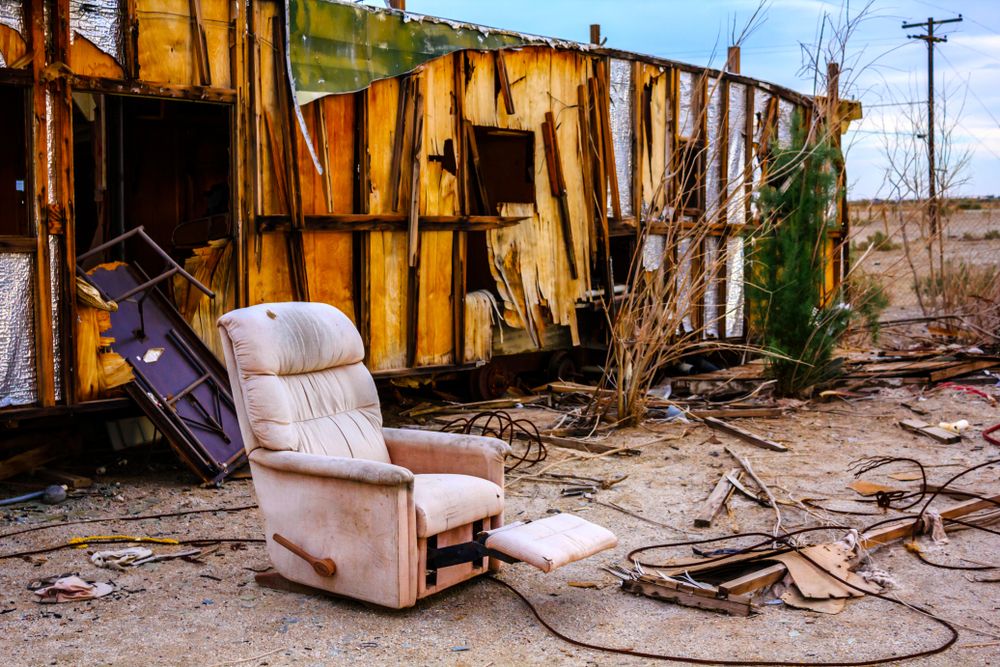 An old chair at Bombay Beach Ruins