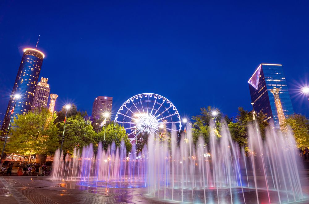 Night scene at Centennial Olympic Park