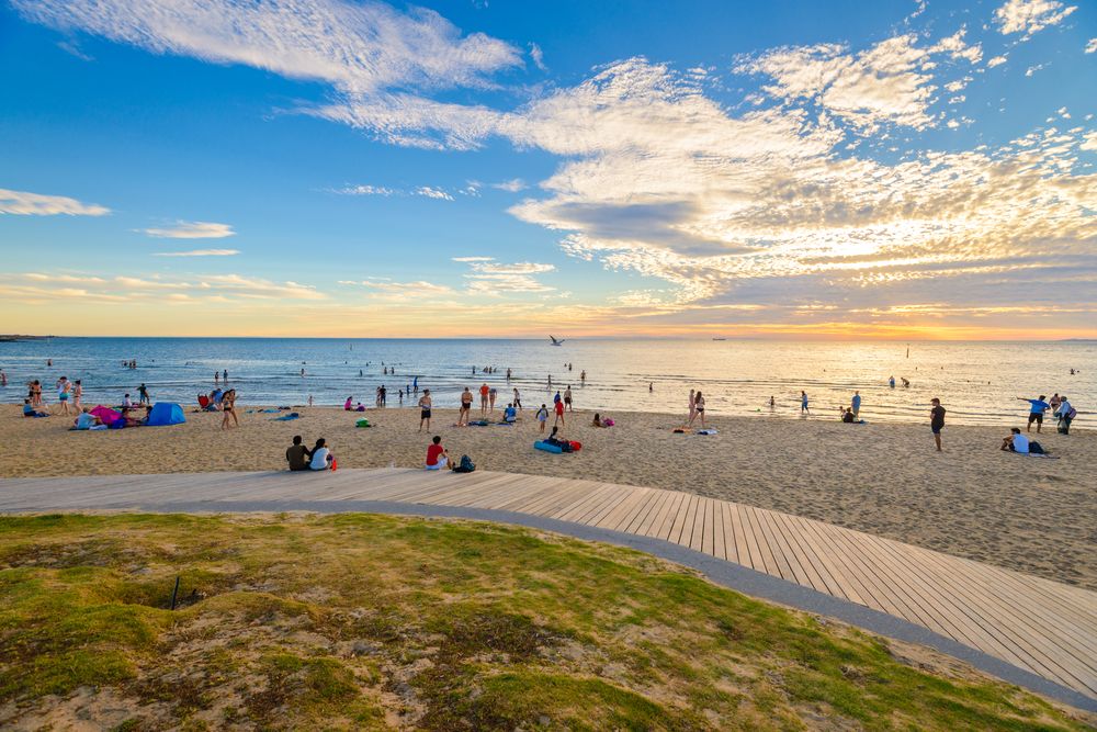 People at St. Kilda Beach