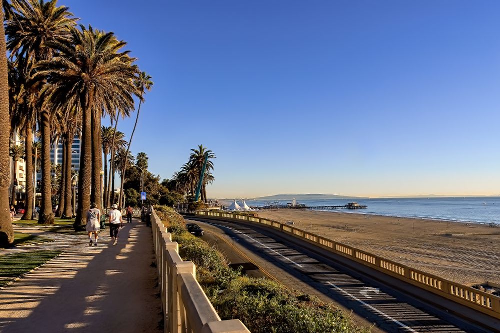 People walking along Palisades Park