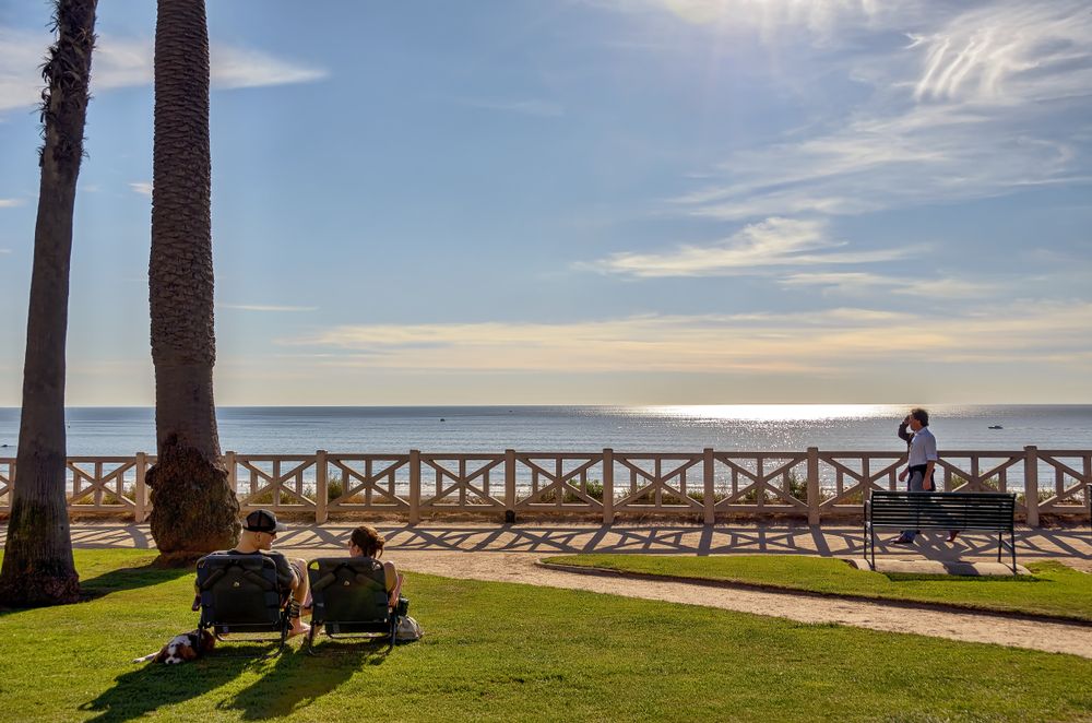 People hanging out at Palisades Park