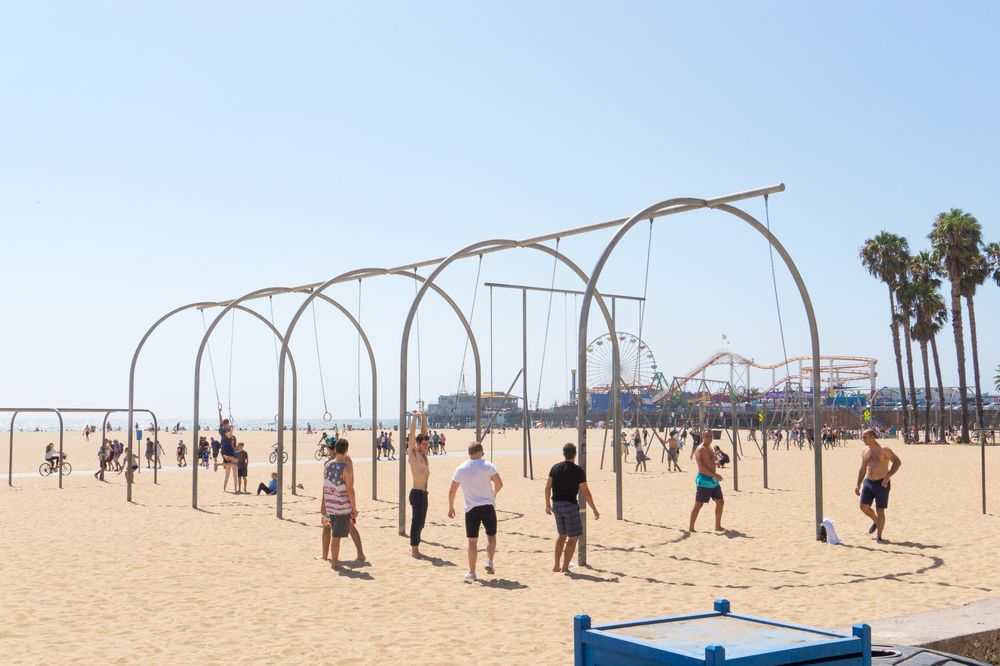 Workout bars at The Original Muscle Beach