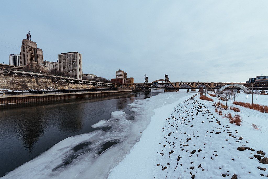 Winter riverfront in Downtown St. Paul