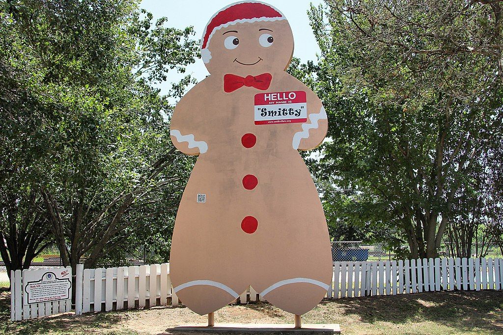 Daytime view of Smitty the Giant Gingerbread Man