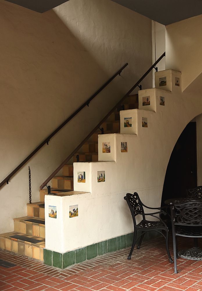 Staircase with art in McNay Art Museum