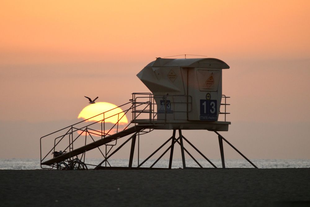 Lifeguard house at Huntington State Beach