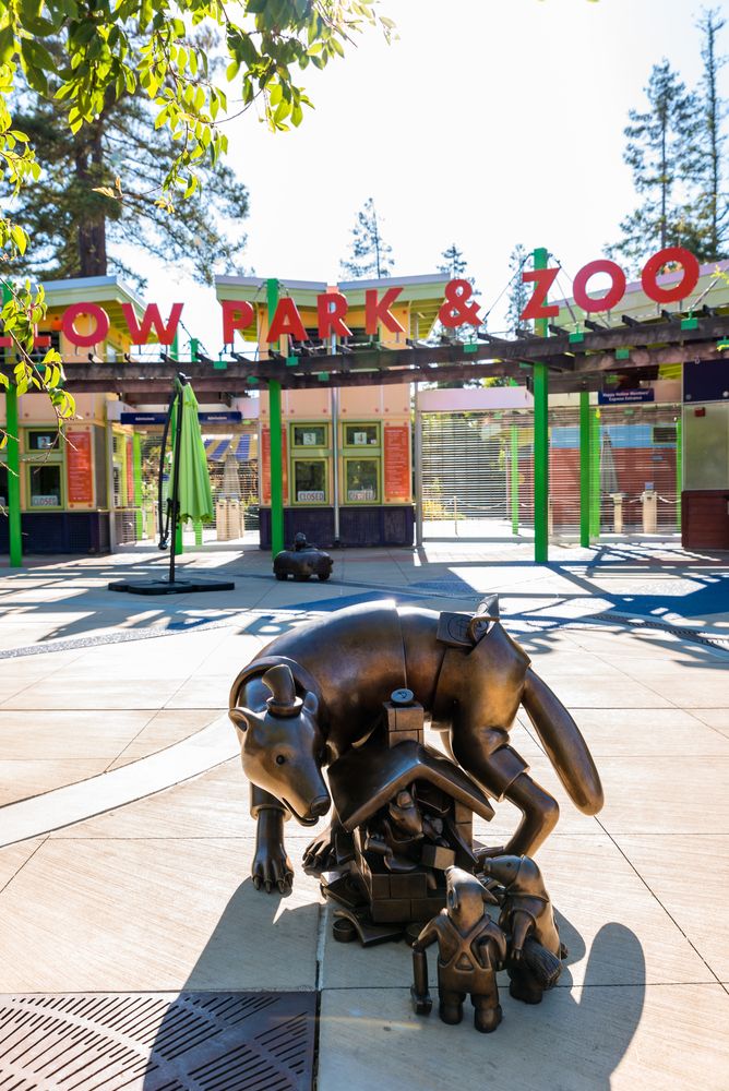 Sculpture in front of Happy Hollow Park & Zoo's entrance