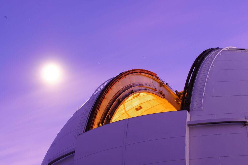 The open dome of Lick Observatory during sunset