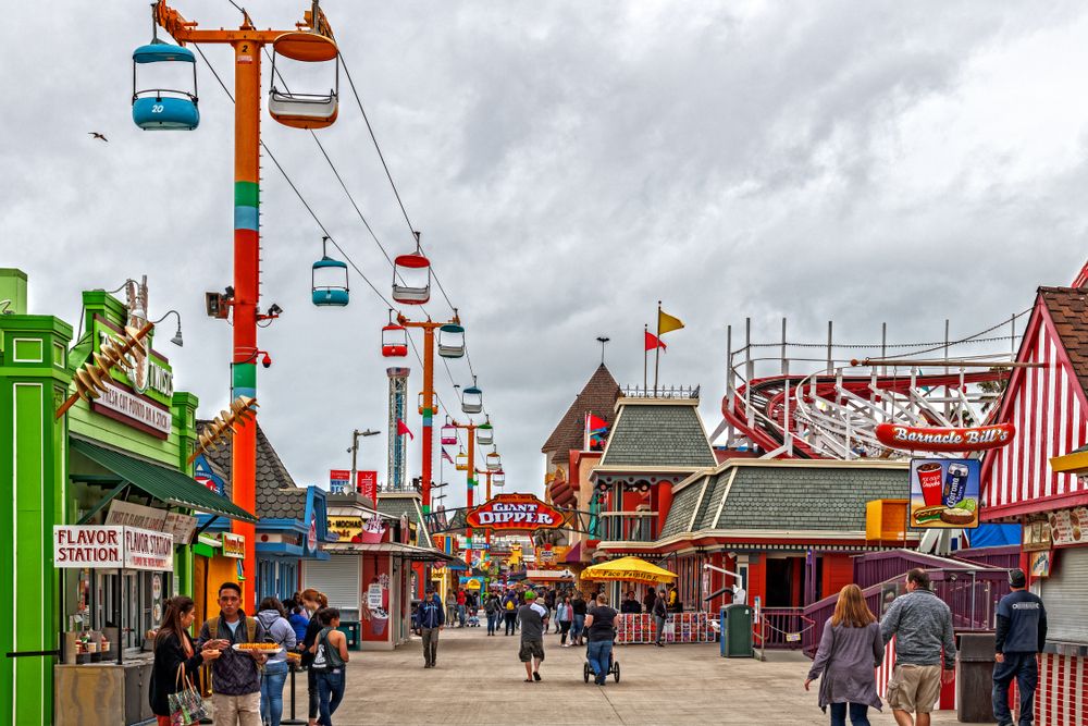People at Santa Cruz Beach Boardwalk