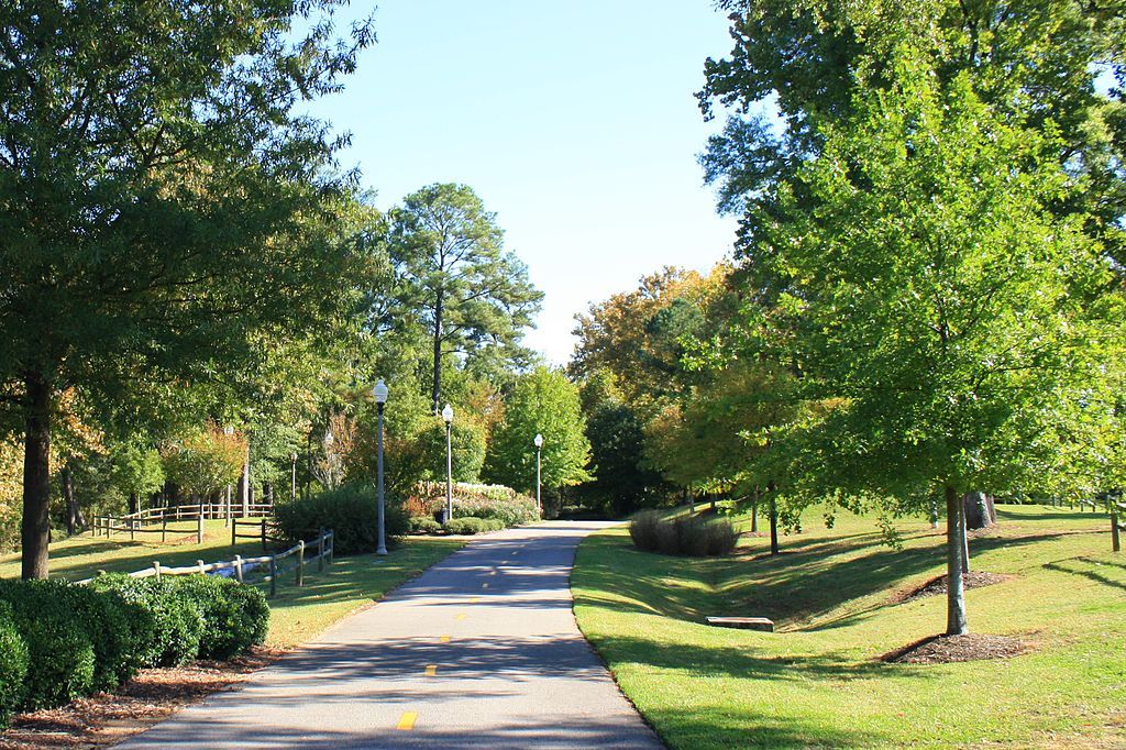 View of the paved Tuscaloosa Riverwalk