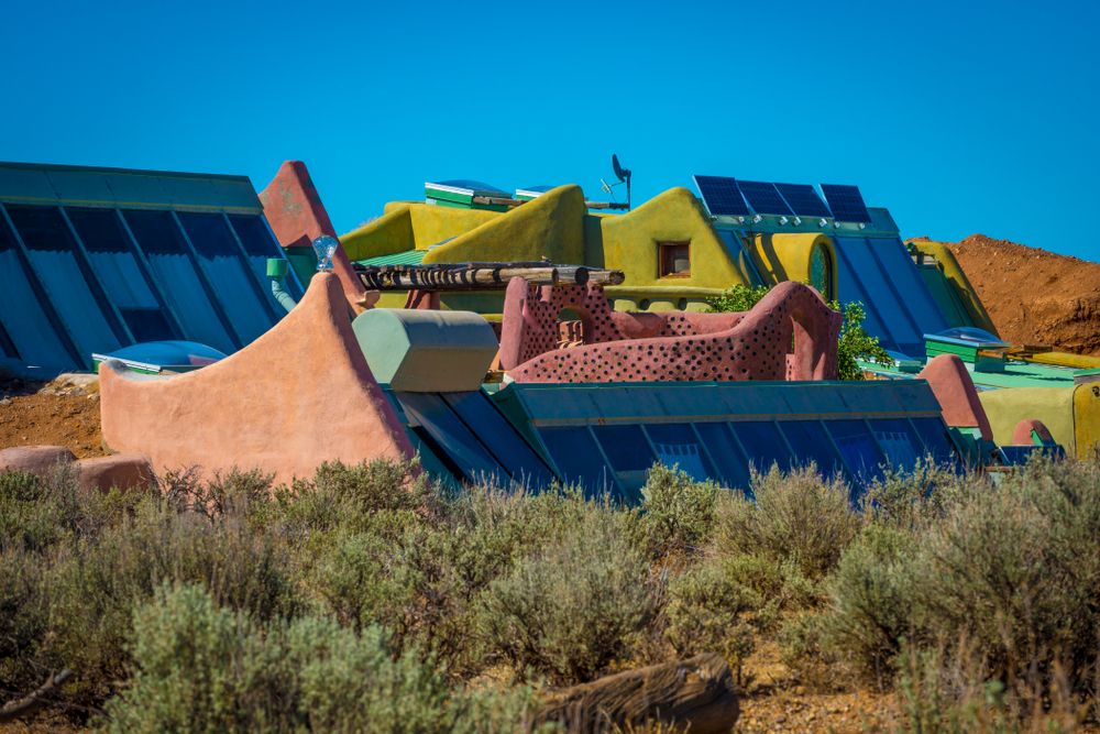 Colorful structure at Earthship Biotecture