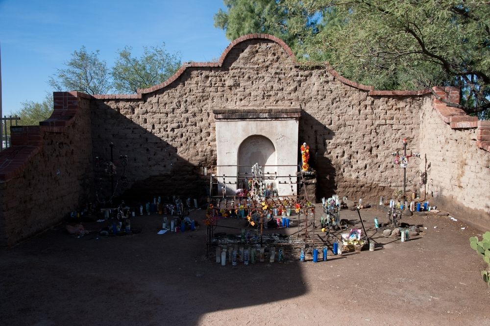 Daytime view of El Tiradito Wishing Shrine