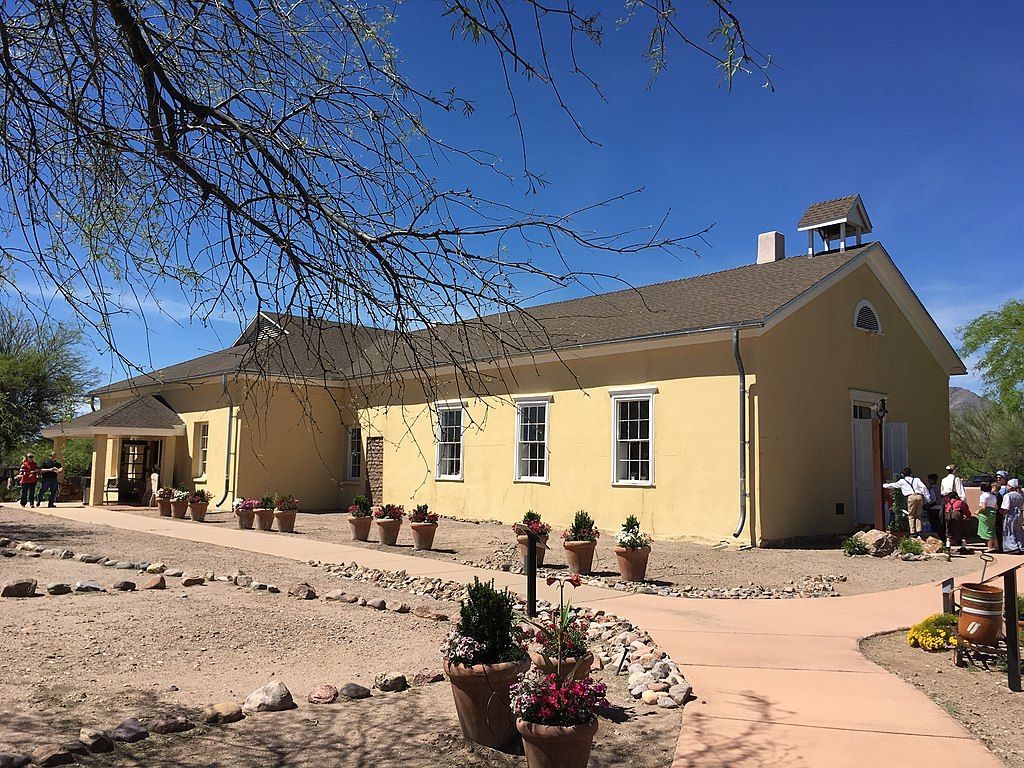 Exterior of a schoolhouse in Tubac Presidio State Historic Park