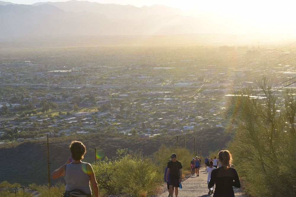 People hiking at Tumamoc Hill
