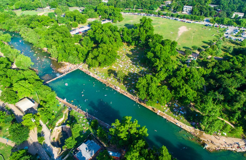 Aerial view of Barton Springs Pool