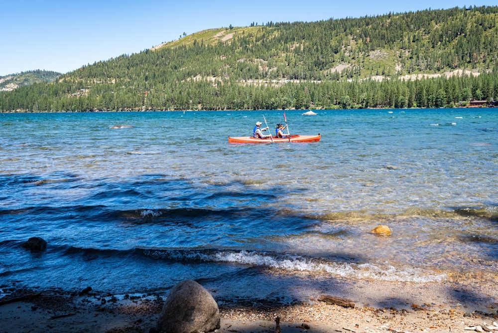 People kayaking on Donner Lake