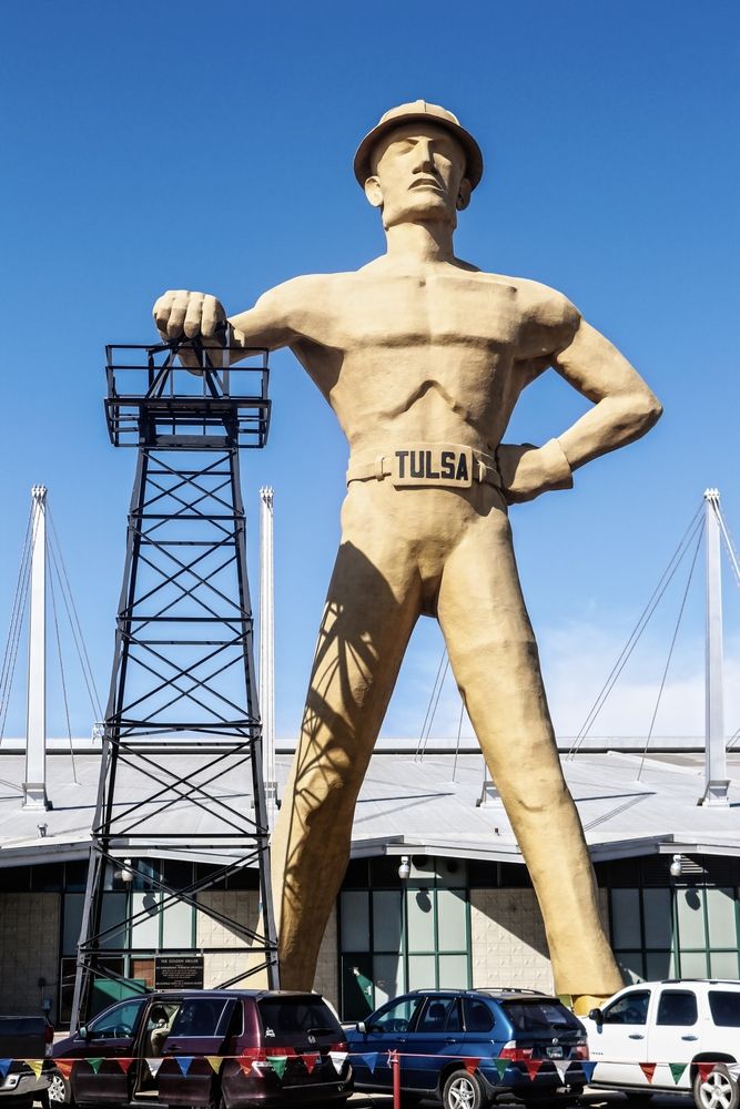 Gold driller statue at Expo Square