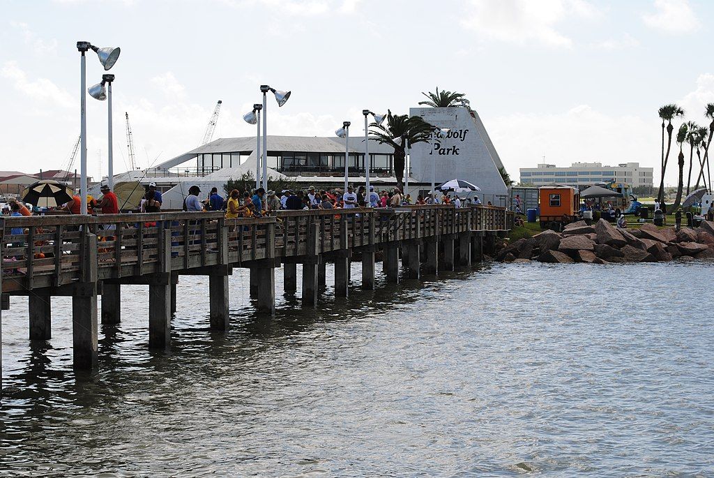People at Seawolf Park's pier