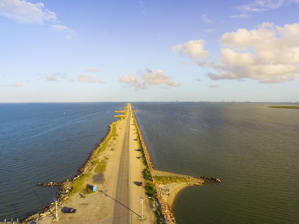 Aerial view of Texas City Dike