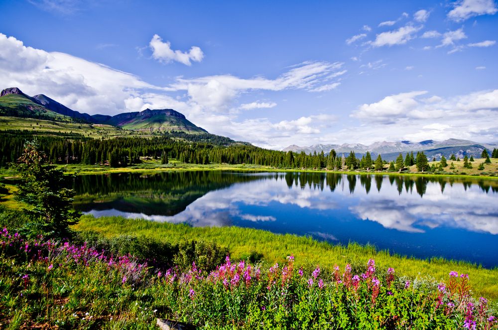 San Juan Mountains reflecting on a lake