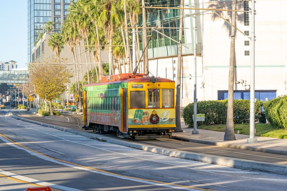 View of a TECO Streetcar along Tampa