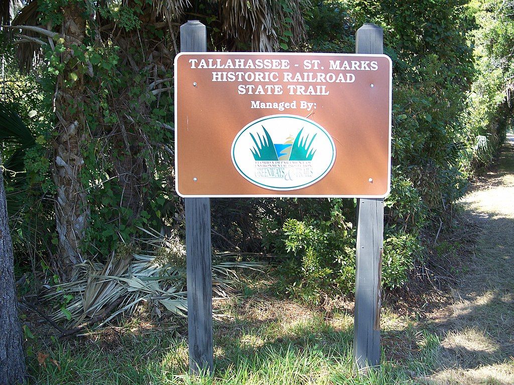 Signage of Tallahassee-St. Marks Historic Railroad State Trail