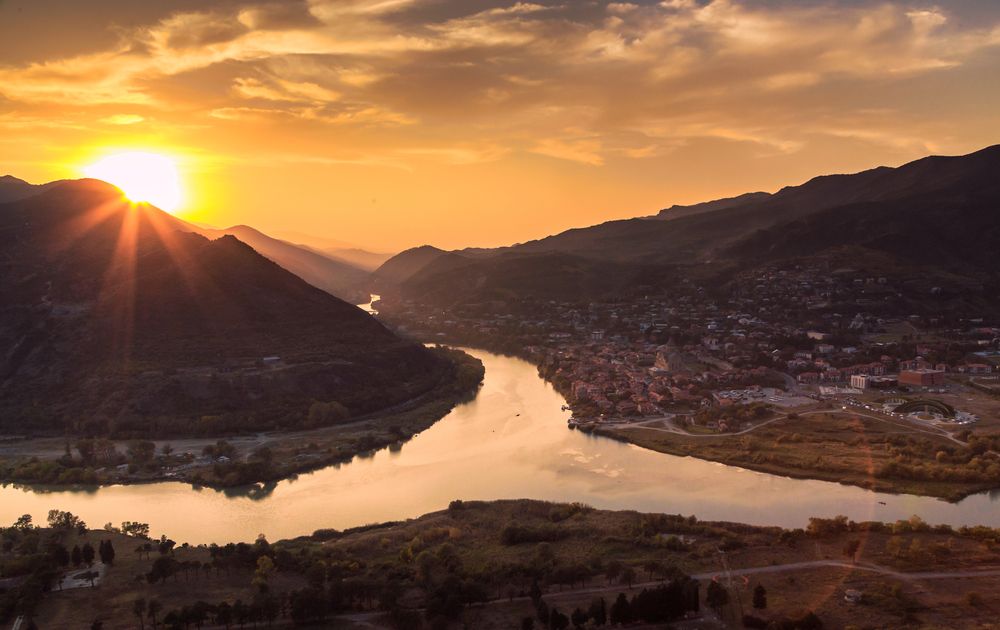 Scenic sunset over River Kartli
