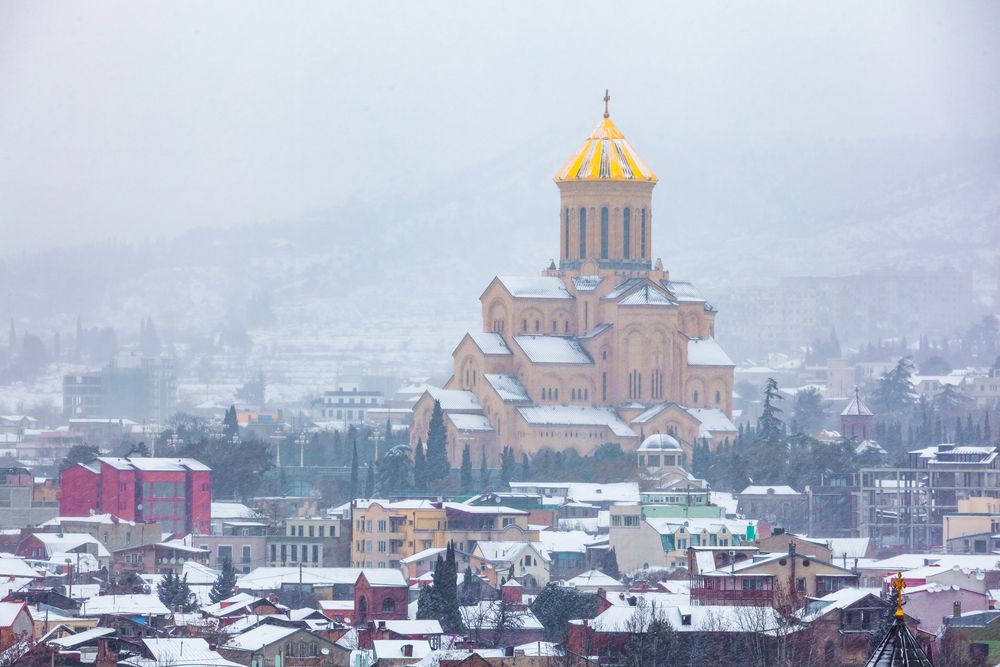 Aerial view of Sameba Cathedral