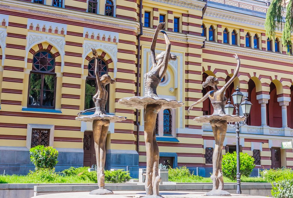 Ballerina sculptures on the grounds of Tbilisi Opera and Ballet Theatre