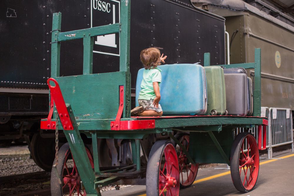 A child playing at Gold Coast Railroad Museum