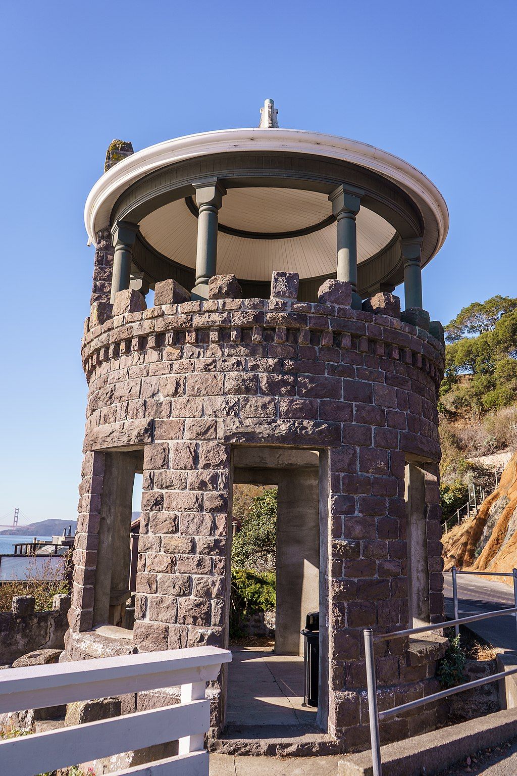 Exterior view of the Lyford's stone tower.
