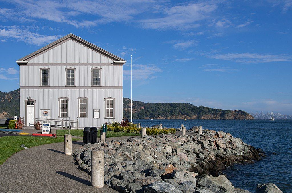 Exterior of the tiburon railroad and ferry depot museum.