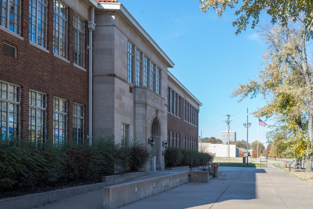 Side view of Brown v. Board of Education National Historic Site's exterior