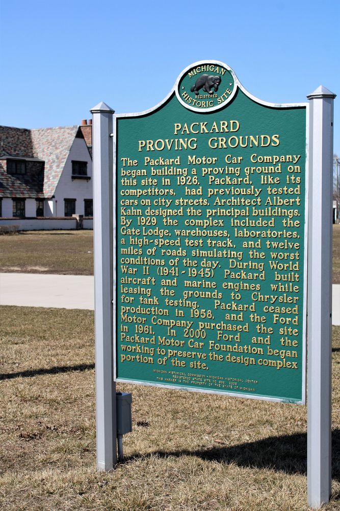History marker of Packard Proving Grounds Historic Site