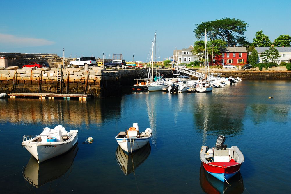 View of Boats at Rockport Breakwater