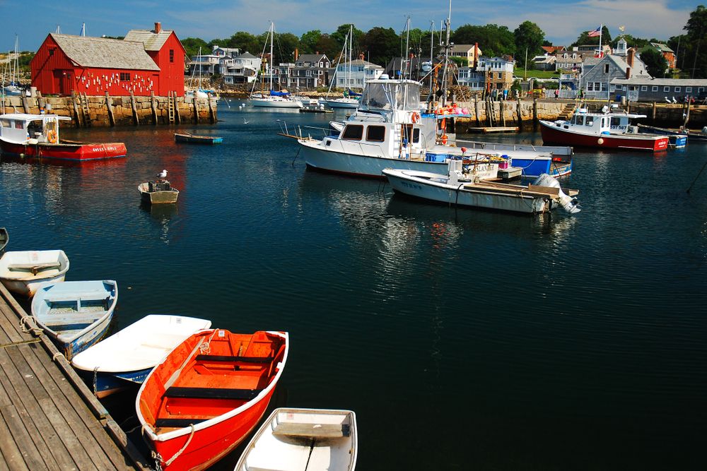 View of Boats at Rockport Breakwater