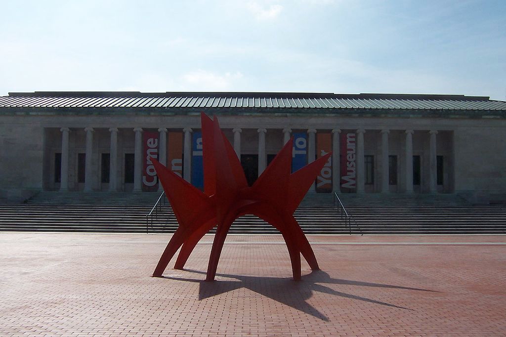 A sculpture in front of the Toledo Museum of Art