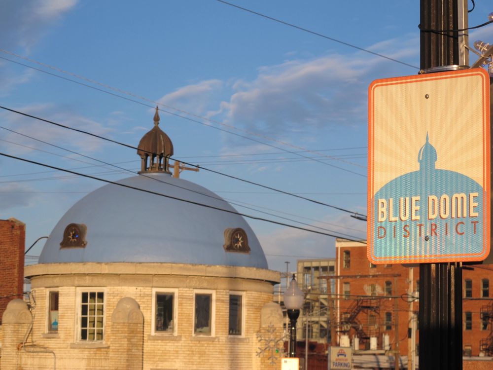 Signage of the Blue Dome District