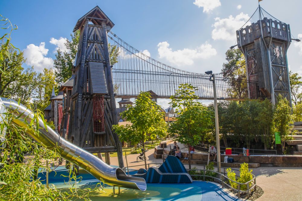 Towers and bridge at the Gathering Place