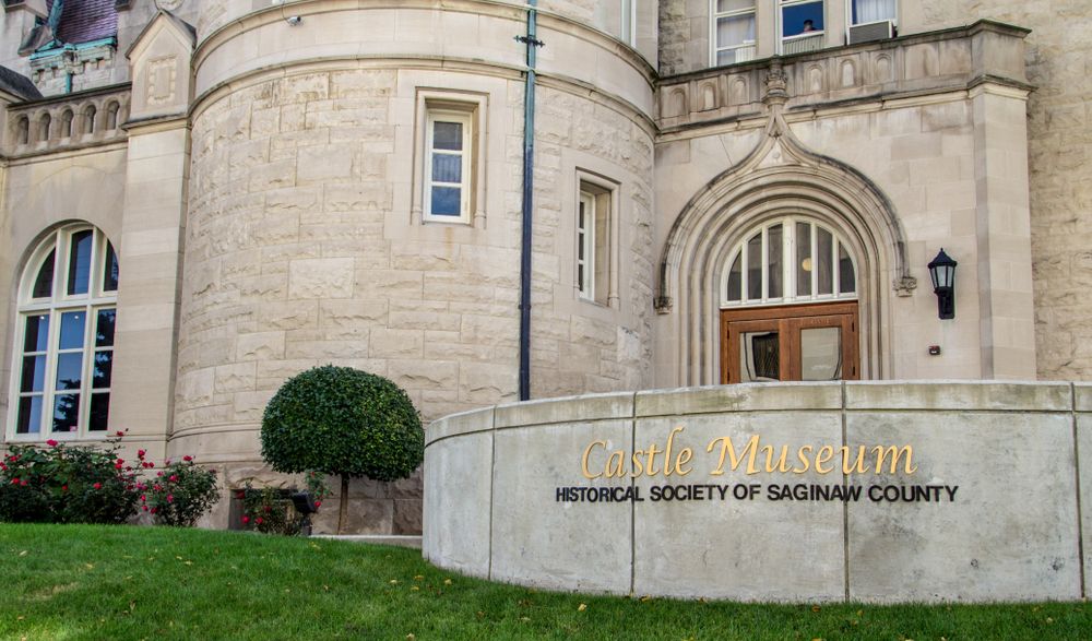 Welcome sign of the Castle Museum of Saginaw County History