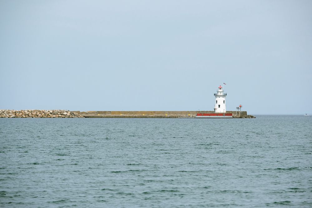 Far view of the Harbor Beach Lighthouse